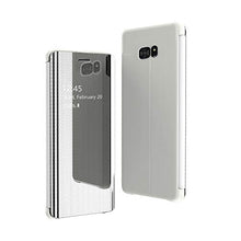 CrazyLemon custodia per Samsung Galaxy S7 Edge, custodia protettiva sottile e leggera con specchio visibile in pelle PU + custodia ibrida antiurto per PC in microfibra - Argento