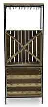 giordano shop Cantinetta Portabottiglie 60x30x160 cm con Portabicchieri in Ferro e Legno Rex Nera