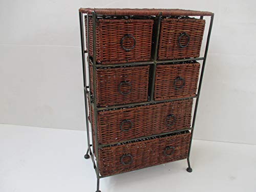 fantasie d oriente Comodino CASSETTIERA Rattan Vimini 6 CASSETTI CM 38X20X65 H