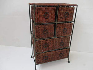 fantasie d oriente Comodino CASSETTIERA Rattan Vimini 6 CASSETTI CM 38X20X65 H