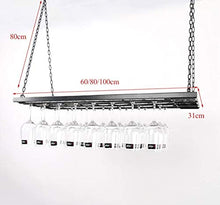 DJSMjbj Portabottiglie da appendere per vino rosso, da appendere al soffitto, in metallo, per bicchieri di vino, vari contenitori (dimensioni: 100 x 31 cm)