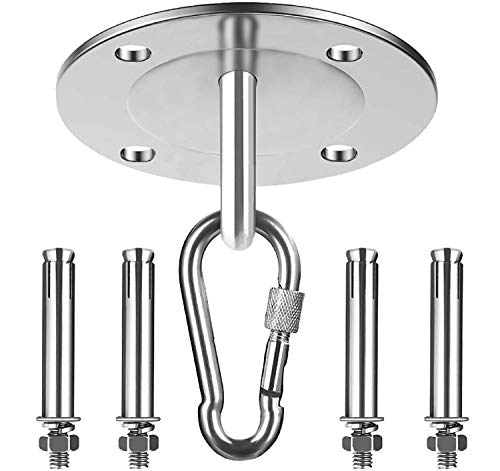 6PCS Gancio per Soffitto, Girevole A 180°Gancio per Soffitto Suspension, Ancoraggio da Parete E Soffitto, capacità di Carico Fino A 400kg, per Poltrona Sospesa, Sacco da Boxe, Telo da Yoga, Altalena