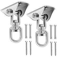 OKPOW - Set di grucce per dondolo resistenti, in acciaio INOX 304, con gancio girevole a 360°, con 4 viti/4 bulloni di espansione per sedia, yoga, amaca, corda per pneumatici, letto altalena