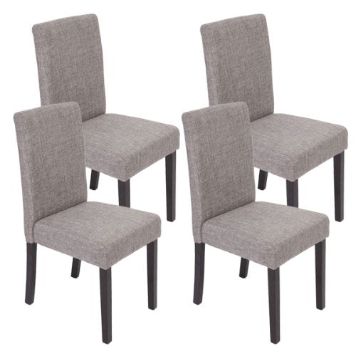 Mendler Set 4x sedie Littau tessuto per sala da pranzo 43x56x90cm grigio piedi scuri