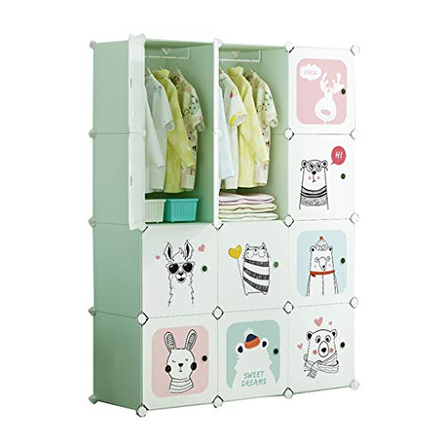 Locker Armadio Armadio Rimovibili di Plastica 12-Porta 8-Gitter Affitto Casa Scaffali Abbigliamento Camera Camera Verde 111X47X147CM 2-Hanging MUMUJIN