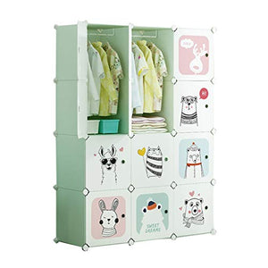 Locker Armadio Armadio Rimovibili di Plastica 12-Porta 8-Gitter Affitto Casa Scaffali Abbigliamento Camera Camera Verde 111X47X147CM 2-Hanging MUMUJIN