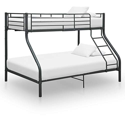BIGTO - Struttura letto a castello in metallo, per camera da letto, 140 x 200 cm, colore: Nero