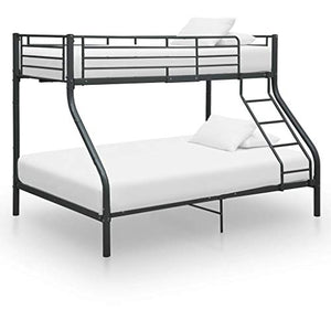 BIGTO - Struttura letto a castello in metallo, per camera da letto, 140 x 200 cm, colore: Nero