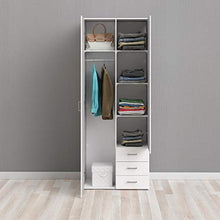Dmora Armadio Guardaroba a Due Ante e Tre cassetti, Colore Bianco, cm 77 x 49 x h200