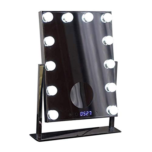 Specchio con luci per Tavolo da Trucco Specchio da Trucco per Trucco con 12 lampadine a LED dimmerabili Intorno allo Specchio da Barba per Bagno Specchio Decorativo Argento con Controllo Touch