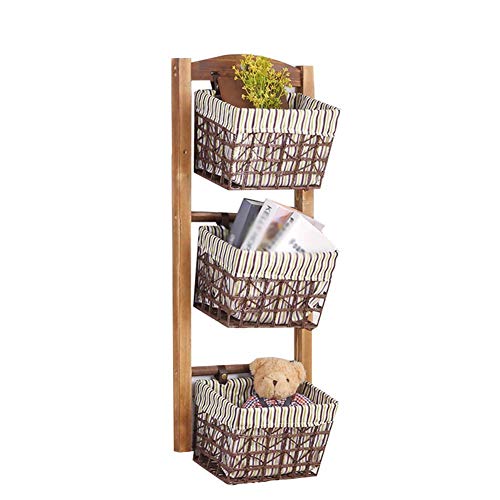Semplicità Elegante Scaffale Scaffalature Sospese a Parete Scaffali in Legno Massello Semplice Ripostiglio Appendiabiti Salva Spazio, 4 Colori, 3 Strati, HJJ, c, 39X97CM