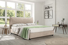 EVERGREENWEB - Letto Matrimoniale con BOX Contenitore + MATERASSO Matrimoniale + Coppia Cuscini Memory Foam INCLUSI + Rete a Doghe in Legno Elegante Testiera Tessuto Imbottito SFODERABILE col. Tortora