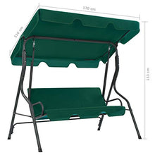 vidaXL Panchina a Dondolo da Giardino con Baldacchino e Cuscini Comodo Relax Stabile Elegante Altalena Telaio in Acciaio Verniciato Verde in Tessuto