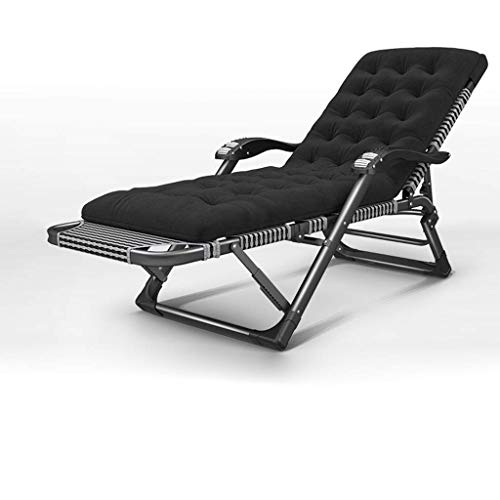 FACAZ Sedia da Giardino Lettini da Giardino Sedie da Esterno reclinabile Reclinabile da Spiaggia Prato Oversize da Campeggio Sedia Portatile Lettino Pieghevole con Cuscini Neri