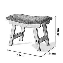 YANG Imbottito Poggiapiedi Dressing Table Sgabello concavo sede Change Scarpe da banco Pouf in Legno ottomano con Copertina in Lino Estraibile, Carico Massimo 200kg, 38x24x29cm