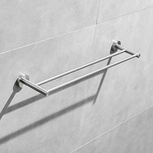 Leekayer Portasciugamani in acciaio inox, doppio braccio porta asciugamani in nichel spazzolato fissaggio a parete 60 cm