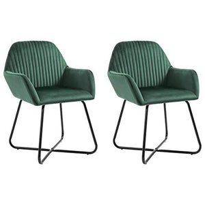 GOTOTOP 2 pz Sedie da Pranzo in Velluto 61 x 61 x 84 cm Sedia Poltroncina da Sala Pranzo Sedie Moderne da Cucina con Schienale e Braccioli per Camera da Letto Soggiorno-Verde