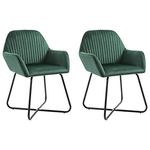 GOTOTOP 2 pz Sedie da Pranzo in Velluto 61 x 61 x 84 cm Sedia Poltroncina da Sala Pranzo Sedie Moderne da Cucina con Schienale e Braccioli per Camera da Letto Soggiorno-Verde