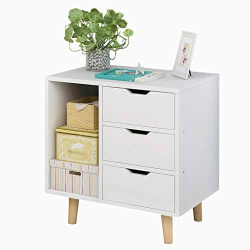 Comodino Creativo Domestica Studio Corridoio di Legno Solido Locker Bagno Camera da Letto Assemblea Addensare Soggiorno Multifunzione 49X30X52.5cm FANJIANI (Color : White)