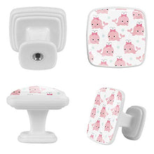 Set di 4 maniglie rotonde per armadio da cucina, credenza, cassettiera, cassettiera, con viti, per cucina, comò, armadietto, bagno, armadio con motivo a delfini cartoni animati con fiocco