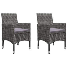 SKM Set Bistrot Giardino 3 pz Polyrattan e Vetro Temperato Grigio (11.4kg) Grigio-8359