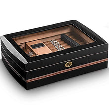CHOU XIAO Humidor Cigar Humidors - Cigar Box Mellow Cedar Glass Trasparente Window Piano Painted Cigar Cabinet Black Dimensioni: 330x230x100mm .Deposito Perfetto dei Tuoi sigari