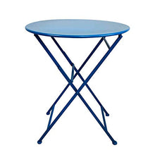 PiuShopping Set da Pranzo per Giardino, in Acciaio con Tavolo Rotondo E 2 SEDIE Pieghevoli (Azzurro)