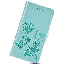 Robinsoni Cover Compatibile con iPhone X/iPhone XS Case Scintillare Glitters Lucido Portafoglio Libro Custodia Retro 3D Rosa Stampato Pelle PU Libretto Cover Foglio Flip Magnetica Fiore Caso, Verde