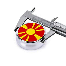 Contenitore rotondo per pillole con bandiera macedone, 3 scomparti, in metallo, per medicina e vitamine, per viaggi all'aperto