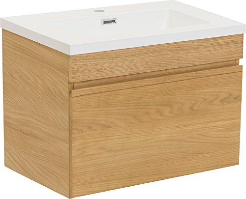 Destock Mobile lavabo da parete, in rovere naturale, 1 cassetto