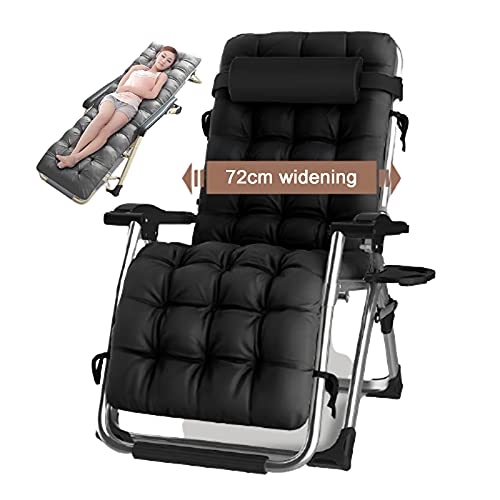 Tayer Sdraio Pieghevole e Leggera, Lettino Prendisole Sdraio con portabicchieri, Sedia a lettini Regolabili Extra Larga per Patio Garden Beach Pool, Supporto 400 sterline (con Cuscini)