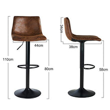 DICTAC Sgabello da Bar Girevole Regolabile Sgabello da Bar Set 2 Sgabello da Bar Marrone Cucina Industriale Sedie da Bar per Colazione con Schienale Sgabello da Bar Rotante retrò (C)
