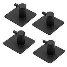 qipuneky 4Pcs 304 Gancio da Cucina in Acciaio Inox Gancio Singolo Gancio Adesivo Forte Gancio Appendiabiti da Bagno Gancio Pugno Libero (nero)