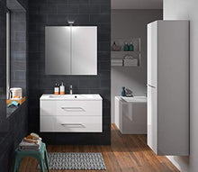 Allibert Mobili da Bagno Set Sottopensile 90 cm Lavabo Armadietto a Specchio Armadietto Laterale Pre-assemblati