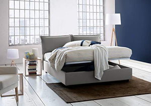 Talamo Italia Letto contenitore Matrimoniale Veronica, Made in Italy, Testata e rivestimento in tessuto, Apertura frontale, adatto per materasso cm 160x190, Grigio