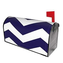 Moderno motivo a zigzag in blu cobalto e bianco appositamente progettato per cassetta delle poste, copertura per cassetta delle poste, per giardino, giardino, cortile, dimensioni standard, 53 x 45 cm