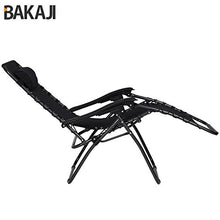 BAKAJI Sedia gravità Zero Sdraio da Giardino Poltrona Relax Pieghevole Salvaspazio Tubolari Acciaio 22mm Reclinabile Tessuto in Oxford, Mare Spiaggia Piscina Arredo Esterno (Nero)