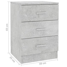 Tidyard Comodini 2 pz Grigio Cemento 38x35x65 cm in Truciolato
