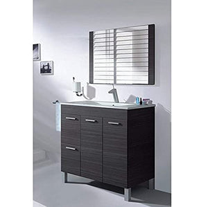 Bagno Italia Mobile bagno arredo da 80x45xH80 cm con piedini grigio scuro specchiera lavabo in ceramica