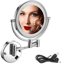 Specchio da bagno, anti-appannamento, specchio da Specchio da bagno a LED illuminato impermeabile, specchio per il trucco con luci da 8 pollici, specchio per vanità con ingrandimento 5x per bagno in b
