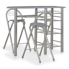 Set Tavolo da Bar 3 Pezzi con 2 sgabelli da Bar Tavolo da Bar per Colazione e sgabelli Set per Cucina Soggiorno Sala per Feste Industriale in Legno e Acciaio Greybarbar