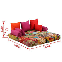 Tidyard Pouf Divano Letto Modulare a 2 Posti in Tessuto Patchwork,Divano Letto Modulare a 2 Posti in Tessuto,Divano Letto 2 Posti,Divano in Tessuto,Divano Modulare
