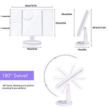 Lavcus Specchio per il Trucco Illuminato 24 Luci a LED Specchio Triplo Ingrandimento Pieghevole Specchi 1X/2X/3X/10X 180 ° Regolabili con Interruttore a Sensore Tattile (Bianca)