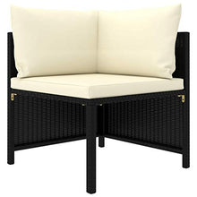 Tidyard Set 4 pz Divani da Giardino Esterno Modulari a 4 Posti in Polyrattan Nero con Cuscini,Divani Modulari,Divani da Giardino Rattan,Divano 4 Posti,Divani Modulari da Esterno