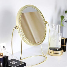 SHY Specchio per Il Trucco Specchio per Trucco su Un Lato Specchio per Trucco Vintage con Rotazione a 360 Specchi per Trucco da Tavolo Rotondi （Oro）