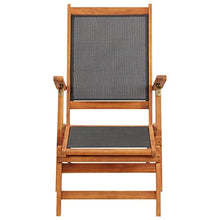 vidaXL Legno Massello di Acacia Lettino Prendisole in Textilene Elegante Rustico con Braccioli Ergonomico Sedia a Sdraio Poltroncina Nero