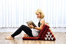 Leewadee Materasso Pieghevole a Tre segmenti: Comodo Tappeto con Cuscino Triangolare in Eco-kapok Fatto a Mano, Materasso thailandese, 170 x 53 cm, Rosso Verde