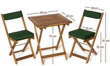 Deliano - Set da balcone Kreta in acacia con cuscino – pieghevole, salvaspazio, 2 sedie, 1 tavolo rettangolare