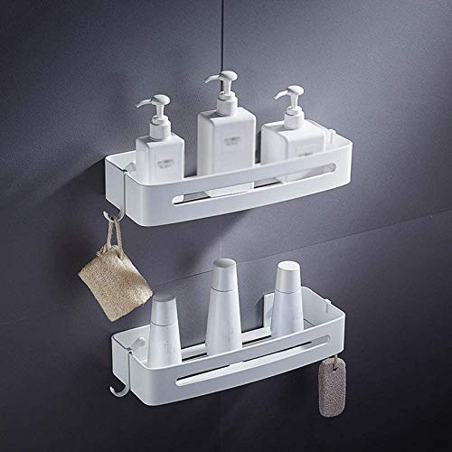 UWY Mensola da Bagno in Alluminio di Lusso Portaoggetti da Doccia Bianco Portaoggetti Europeo per Organizer da Parete Supporto da Parete Doppio Supporto Rettangolare con Ganci Rimovibili
