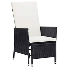 Festnight 3 pz Set Divani da Giardino con Cuscini, Tavolo e Sedie da Giardino, Salotto da Giardino, Schienale Anche Pieghevole, in Polyrattan Nero